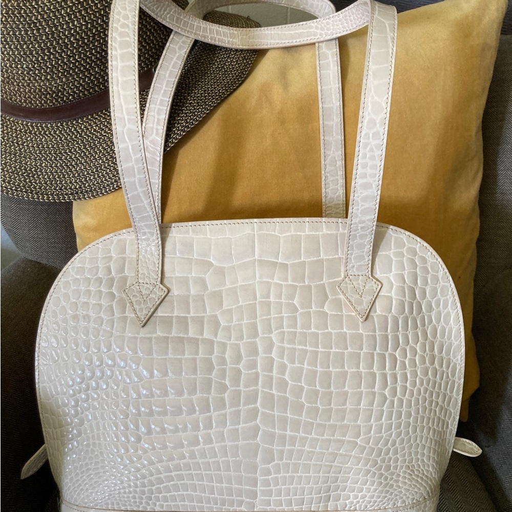 PERFECT BAG Co. Crocodile Embossed  Italian Leather Tote